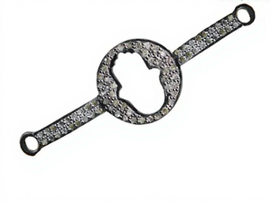 Connecteur circulaire à découpe, design pavé de diamants, plaqué or, argent sterling 925, taille 50x13MM pour bracelet - Product Image 1