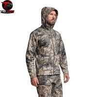 Jaket Softshell Outdoor Premium Custom Print Berkerudung, Tahan Air, Tahan Angin, Bernapas, Performa Tinggi untuk Berburu dan Mendaki Gunung Pria