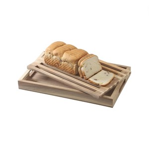 Tabla de cortar pan de madera natural con bandeja para recoger migas y asas, ideal para cocina, hotel, venta al por mayor - Product Image 1