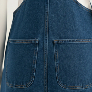 Falda pantalón vaquera corta de verano informal de moda para mujer con bolsillos delanteros, transpirable, con botones y tirantes ajustables, mini 100% algodón - Product Image 5