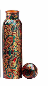 Elegante Botella de Agua de Cobre con Tapas, Diseño Bohemio, Roja, Portátil, para Viajes - Product Image 1