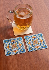 Posavasos Cuadrados Modernos con Diseño Floral, Base de Corcho e Incrustaciones de Madreperla Hechas a Mano de REHMAN CRAFT - Product Image 3