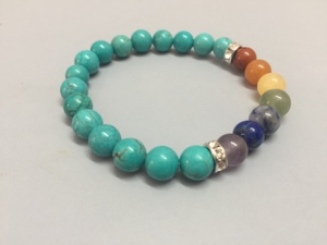 Gemstone Turquoise Chakra <b>Bracelet</b> Handmade Agate Jewellery for Gift Genuine Beaded <b>Bracelets</b> From Amayra Crystals Exports India - Product Image 1