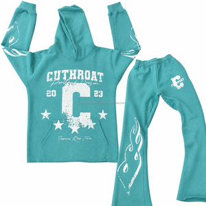 Ensemble 2 pièces décontracté : Sweat à capuche en molleton bouclette et pantalon de survêtement coupe ample - Product Image 1
