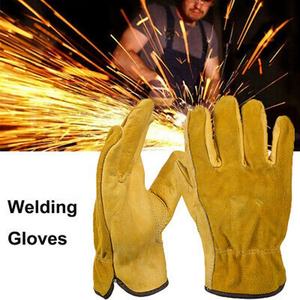 Gants de soudage en cuir de vache jaunes, gantelet de sécurité manuelle Anti-chaleur, outils à main en métal, gants de travail du cuir - Product Image 3