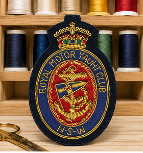 ROYAL MOTOR YACHET CLUB High Quality Lace Embroidered Patch <b>Sew</b>-On Fabric Badge Circular Luxury Design for Garment - Product Image 6