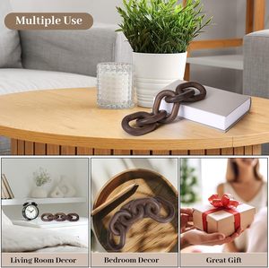 Wood Chain <b>Decor</b> Rustic Wooden Chain <b>Decor</b> Ornament Farmhouse Home Decoration Hand Carved Wooden Crafts Ornaments for Coffee - Product Image 3