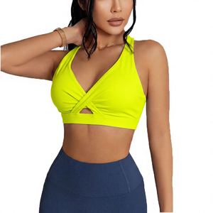 Sujetador Deportivo Blanco con Escote en V Profundo para Mujer, con Diseño Recortado, Transpirable, Soporte Medio, Top Deportivo - Product Image 3