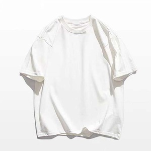 T-shirt en coton noir surdimensionné pour homme, manches courtes, col rond, jersey décontracté, couleur unie, coupe ample, longueur normale - Product Image 2