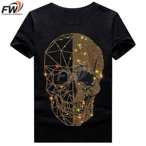 T-shirt graphique vintage délavé à l'acide avec strass personnalisés pour homme, 100 % coton tricoté, coupe ample imprimée - Product Image 1