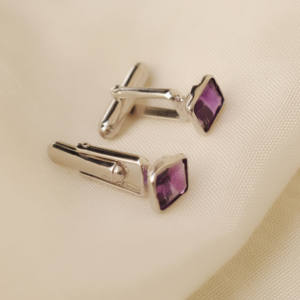 Achetez des boutons de manchette en améthyste naturelle Royal Violette avec argent sterling 925, style luxueux, en vente. - Product Image 3