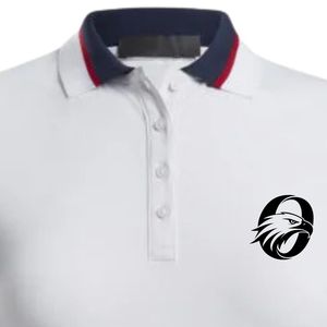 Polo de Mujer Blanco con Ribete Azul Marino, Manga Corta, Estilo Deportivo, Cómodo para Golf y Prácticas al Aire Libre - Product Image 3