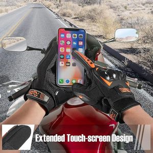 Guantes de Motociclismo de Cuero Negro y Naranja, Protección Completa para los Dedos, Resistentes al Viento, Transpirables, con Protección para los Nudillos, Personalizables, Ropa Deportiva - Product Image 5