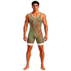Men's Fitted Wrestling Singlet Digital Print Spandex/Polyester Breathable Quick Dry Stretch <b>Athletic</b> for Adults - Product Image 1