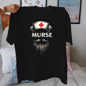 Diseño DE BIGOTE MURSE con gorra de enfermera Camiseta de mujer de algodón puro ajuste cómodo - Product Image 4