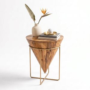 Table d'appoint en bois |   Table basse en bois moderne |   Table en diamant de forme conique |   Table d'appoint multifonctionnelle pour canapé - Product Image 6
