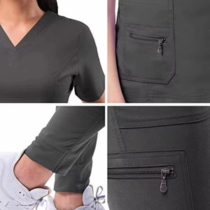 Uniforme de Enfermera para Mujer, Blusa Casual de Manga Corta, Ropa de Trabajo para Farmacia, Hospital, Médico, Enfermería, Pantalones Estilo Jogger con Cuello en V - Product Image 5