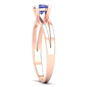 Anillo de Compromiso con Gema de Tanzanita de Corte Redondo de 0.5 Quilates, Precio al por Mayor REYES, en Oro Rosa de 14K con Baño de Rodio, Joyería Fina - Product Image 3