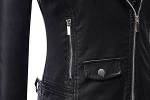 Chaqueta de Cuero Cortavientos Negra Sólida para Mujer, Nueva Temporada 2026, Precio Económico, Chaqueta de Cuero de Alta Calidad, Nueva Moda - Product Image 5