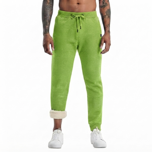 DROGEN EXPORT Wholesale Lime Green Custom Men's Lightweight Spring Warm Fleece Joggers Casual Activewear Athletic Track Pants - Product Image 1