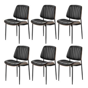 Set Moderno di 6 Sedie da Pranzo Girevoli in Pelle Imbottita, Design Salvaspazio per Tavolo da Cucina - Product Image 1