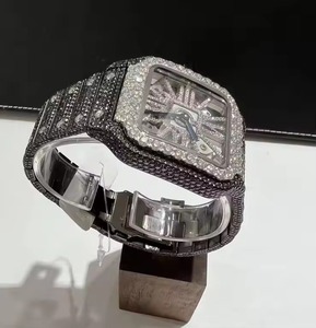 Montre mécanique carrée unisexe de luxe en acier inoxydable 42 mm avec cadran analogique en cristal saphir et fermoir pliant ajouré - Product Image 4