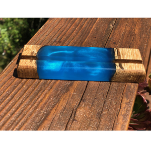 Epoxy Resin And Wood Business <b>Card</b> Holder Rectangular Square Shape Blue And Wood <b>Card</b> Holder For Desk Organization - Product Image 6