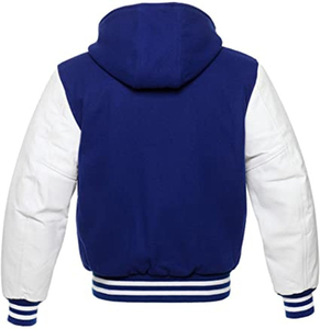 <b>Men's</b> Hooded Varsity <b>Jacket</b> Stand Collar Letterman Coat Button Front Winter Outerwear Custom Logo - Product Image 6