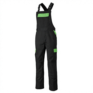 Overol de Trabajo de Algodón Negro con Detalles Verdes, Rodillas Reforzadas, Múltiples Bolsillos, Tela Transpirable y Resistente, Estampado por Transferencia de Calor - Product Image 1