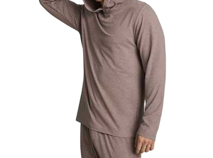 Conjunto de Pijama de Manga Larga para Hombre, Tejido Térmico de Forro Polar, Transpirable, 300g, Cuello Redondo, Color Sólido, Informal, para Otoño, Poliéster/Algodón - Product Image 4