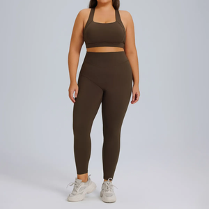 Conjunto de Yoga de 2 Piezas, Top Corto de Cintura Alta y Leggings Largos de Color Sólido, Ropa Deportiva para Mujer - Product Image 2