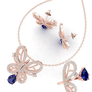 REYES Prix de Gros – Parures de Bagues en Argent Sterling 925 avec Saphir Bleu Taille Poire de 1,94 Carat pour Femme, Bijoux Fins en Moissanite - Product Image 1