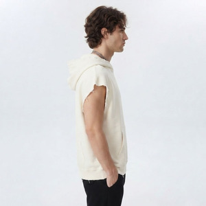 Camiseta sin mangas con capucha y cuello en V para hombre, transpirable, 100% poliéster/algodón, para gimnasio, fitness, entrenamiento muscular. - Product Image 3