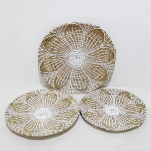 Décoration murale en jacinthe d'eau tissée écologique chic, motif floral blanc fabriqué à la main pour les intérieurs bohèmes - Product Image 5