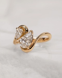 1.65CT Toi Et Moi Diamond <b>Ring</b> Pear Cut Lab Grown 14k Solid Gold <b>Two</b> <b>Stone</b> Engagement <b>Ring</b> IGI Certified VS+ Clarity D-F Color - Product Image 1