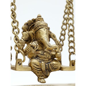 12 "รูปปั้นทองเหลืองที่สง่างามของพระพิฆเนศ chaterbhuja ประติมากรรมแกว่งเก๋ไก๋ - Product Image 2