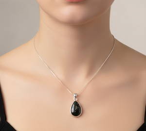 Pendentif en pierre précieuse Nuummite dorée naturelle en forme de goutte, en argent sterling 925 plaqué or rose et or jaune, bijoux artisanaux de guérison - Product Image 3