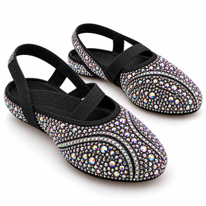 Chaussures de danse OEM en strass pour femmes, ballerines souples scintillantes en cristal pour la scène et la pratique de la danse - Product Image 1
