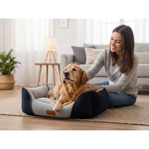 Cama para Perro Yommy de Pana con Interior Afelpado, Bordes Elevados, Antideslizante, Lavable, Disponible en 7 Colores y 3 Tamaños para tu Amigo Peludo - Product Image 2