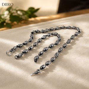 Collier chaîne crâne en argent sterling 925 pour homme, style punk, à porter au quotidien, bijoux chaîne à maillons en moissanite - Product Image 5
