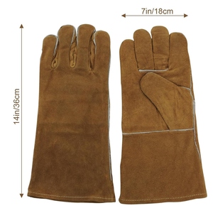 Gants de soudage en cuir de vachette résistant à l'abrasion, de couleur marron, ignifuges, pour la sécurité des mains, gants de construction - Product Image 2