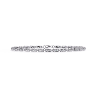 Bracelet tennis classique en argent 925 avec moissanite taille baguette, serti en canal, maillons géométriques, pour femme, usage quotidien
