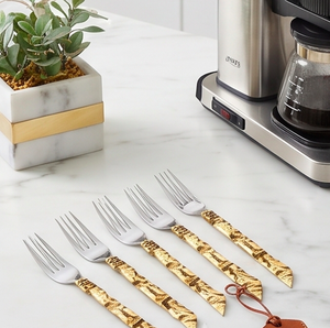 Juego de tenedores de resina artesanal con diseño de cebra de lujo, de acero inoxidable con mango artesanal de cebra, ideal para cocina, hoteles, banquetes y fiestas. - Product Image 4
