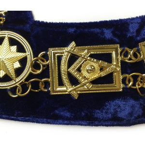 Top Selling <b>Cheap</b> Price Grand Lodge Masonic Collar <b>Chain</b> on Blue Velvet Gold Plated Masonic <b>Chain</b> Collar OEM ODM Service - Product Image 6