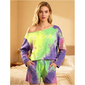 Women Comfortable Oversized T Shirt and Short Leggings <b>Set</b> Casual Daily Wear Two Piece Outfit <b>tie</b> dye - Product Image 4