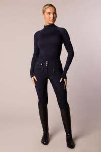 PORTACE ENTERPRISES Culotte d'équitation Jodhpur taille haute pour femme, avec assise intégrale, en Spandex/Polyester, pour l'équitation, bleu foncé - Product Image 2
