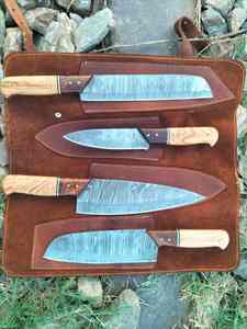 Ensemble de couteaux de cuisine professionnels forgés à Damas, manche personnalisé, design de bloc imprimé OEM, compatible lave-vaisselle, écologique - Product Image 5