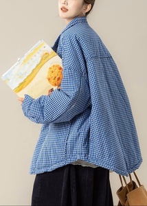 Women's <b>Blue</b> Solid Finished Breathable <b>Canvas</b> Puffer Long Sleeve Utility Jacket Patch Pockets Stand Collar Full Sleeve Autumn - Product Image 2