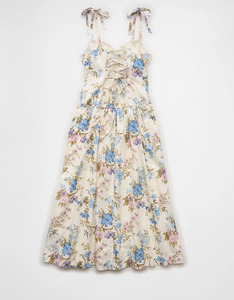 Robe midi moulante en coton pour femme, anti-statique, à motif floral, col en V, décontractée, sexy, taille naturelle, style soirée, respirante - Product Image 5