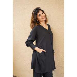 Conjunto coordinado de 2 piezas de kurta clásica negra modesta - Product Image 3